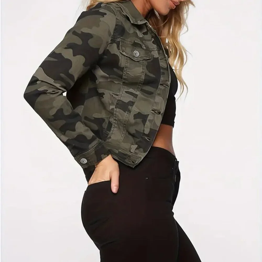 Washed Camo Denim Jacket (Size: L - XL ) - Picture 2 of 4